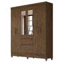 Imagem de Guarda Roupa Casal New Cuba Com Espelho E Cômoda Venus Castanho Wood Flex- Moval
