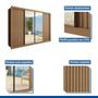 Imagem de Guarda-roupa Casal Premium Firenze com Espelho 2 Portas Ripadas 2 Portas com Espelho 4 Gavetas