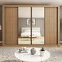 Imagem de Guarda-roupa Casal Premium Firenze com Espelho 2 Portas Ripadas 2 Portas com Espelho 4 Gavetas