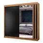 Imagem de Guarda-Roupa Casal Seul 100% Mdf 2 Portas 4 Gavetas com Espelho Freijo/Nero - Mx Móveis