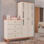 Guarda Roupa com Cômoda Antonella Off White Caramelo - Canaã - Canaa Baby Imagem de Guarda Roupa com Cômoda Antonella Off White Caramelo - Canaã