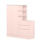 Imagem de Guarda Roupa Conjugado Com Cômoda Para Quarto De Criança Com 3 Gavetas Cabideiro E 2 Portas Rosa Qmovi