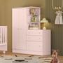 Imagem de Guarda Roupa Conjugado Com Cômoda Para Quarto De Criança Com 3 Gavetas Cabideiro E 2 Portas Rosa Qmovi