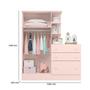 Imagem de Guarda Roupa Conjugado Com Cômoda Para Quarto De Criança Com 3 Gavetas Cabideiro E 2 Portas Rosa Qmovi