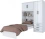 Imagem de Guarda-roupa Cravo 04 Portas Com Cama Solteiro Embutida Branco ou Rosa