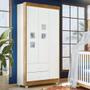 Imagem de Guarda Roupa de Bebê 100% MDF 3 Portas 2 Gavetas Life Flex Color Branco/Ypê/Branco