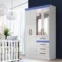 Imagem de Guarda Roupa De Bebê Com Espelho 4 Portas 4 Gavetas Branco Azul Flex Seth Shop JM