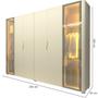 Imagem de Guarda Roupa de Casal Gelius Innova com  250 cm de Largura 6 portas com 2 portas de vidro reflecta 4 gavetas com pés e LED OFF White
