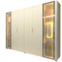 Imagem de Guarda Roupa de Casal Gelius Innova com  250 cm de Largura 6 portas com 2 portas de vidro reflecta 4 gavetas com pés e LED OFF White