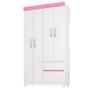 Imagem de Guarda-Roupa Demóbile Lotus Solteiro Infantil 4 Portas 2 Gavetas Flex Branco Rosa