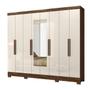 Imagem de Guarda Roupa Diplomata 236cm 8 Portas Castanho Wood Off White com Espelho Moval