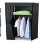 Imagem de Guarda roupa duplo portatil cabideiro arara roupas 5 prateleiras armario dobravel organizador preto