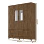 Imagem de Guarda Roupa Grande 6 Portas 2 Gavetas Com Espelho Castanho Wood Mex Shop JM