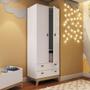 Imagem de Guarda-Roupa Infantil 2 Portas e 2 Gavetas com Prateleira, Cabideiro e Pés Retrô para Quarto de Bebê Branco com Itapuã