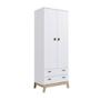 Imagem de Guarda-Roupa Infantil 2 Portas e 2 Gavetas com Prateleira, Cabideiro e Pés Retrô para Quarto de Bebê Branco com Itapuã