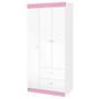 Imagem de Guarda Roupa Infantil 3 Portas 2 Gavetas Branco ou Branco/Rosa Catatau J.A. Moveis 185x91x47