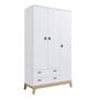 Imagem de Guarda-Roupa Infantil 3 Portas e 2 Gavetas com Nichos, Cabideiro e Pés Retrô para Quarto de Bebê Branco com Itapuã