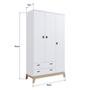 Imagem de Guarda-Roupa Infantil 3 Portas e 2 Gavetas com Nichos, Cabideiro e Pés Retrô para Quarto de Bebê Branco com Itapuã