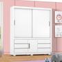 Imagem de Guarda Roupa Infantil 3 Portas e 6 Gavetas 1.89m Branco Rosa Flex Geneva Shop Jm