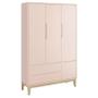 Imagem de Guarda Roupa Infantil 3 Portas e Cômoda com Porta New Classic Rosa com Pés Madeira Natural - Reller