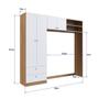 Imagem de Guarda-Roupa Infantil 4 Portas e 2 Gavetas com Nichos, Prateleira e Cabideiro para Quarto de Bebê Nogal com Branco