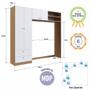 Imagem de Guarda-Roupa Infantil 4 Portas e 2 Gavetas com Nichos, Prateleira e Cabideiro para Quarto de Bebê Nogal com Branco