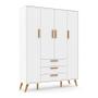 Imagem de Guarda Roupa Infantil 4 Portas e 3 Gavetas Retrô Branco Soft/Eco Wood - Matic Móveis