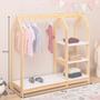 Imagem de Guarda Roupa Infantil Arara Madeira Montessoriana Natural Branco Sally