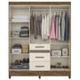 Imagem de Guarda Roupa Itatiba 165cm 6 Portas Castanho Wood Off White com Espelho Moval