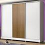 Imagem de Guarda Roupa Juvenil 100% MDF Madesa Kevin 3 Portas de Correr com Pés - Branco/Branco/Rustic