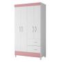 Imagem de Guarda Roupa Mobi 4 Portas Biflex ( Branco Fosco Liso / Rosa Matte) - Albatroz