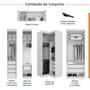 Imagem de Guarda Roupa Modulado de Canto 12 Portas 6 Peças 1 Mesa de Cabeceira Hera CabeCasa MadeiraMadeira