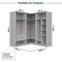 Imagem de Guarda-roupa Modulado de Canto 3 Peças 6 Portas Jade Cabecasa Madeiramadeira