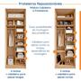 Imagem de Guarda-Roupa Modulado Joy 3 Peças Módulo Nichos com 2 Gavetas, Penteadeira com Espelho e Cabideiro com N