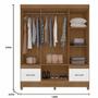 Imagem de Guarda Roupa MS912 165cm 6 Portas Naturale Branco com Espelho Moval