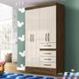 Imagem de Guarda Roupa Pequeno 4 Portas Infantil Castanho Wood Off White Stella Shop JM