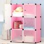 Imagem de Guarda roupa portatil modular organizadorade brinquedos porta treco roupa com 6 portas meninas rosa