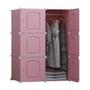 Imagem de Guarda-roupa portátil multiuso cabideiro 6 portas e arara rosa luxo