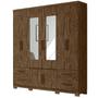 Imagem de Guarda Roupa Porto Plus 201cm 8 Portas Castanho Wood com espelho Moval