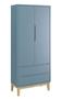 Imagem de Guarda-Roupa Retrô 2 Portas Classic New Azul Fosco com Natural - MoveisAqui