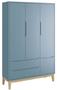 Imagem de Guarda-Roupa Retrô 3 Portas Classic New Azul Fosco com Natural - Reller
