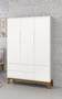 Imagem de Guarda-Roupa Retrô 3 Portas Classic New Branco Fosco com Madeira - Reller