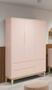 Imagem de Guarda-Roupa Retrô 3 Portas Classic New Rosa Fosco com Natural - MoveisAqui