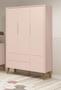 Imagem de Guarda-Roupa Retrô 3 Portas Théo New Rosa Fosco com Madeira - MoveisAqui