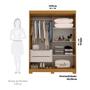 Imagem de Guarda Roupa Solteiro 100% Mdf 2 Portas De Correr Com Espelho Ayla Acp Móveis Cinamomo/Off White