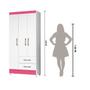 Imagem de Guarda Roupa Solteiro 3 portas 2 gavetas Branco / Rosa Flex Lima - Moval