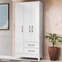 Imagem de Guarda Roupa Solteiro 3 portas 2 gavetas Branco / Rosa Flex Lima - Moval