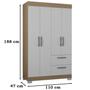 Imagem de Guarda Roupa Solteiro 4 Portas 110 cm 998 Castanho Off White POQQ