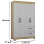 Imagem de Guarda Roupa Solteiro 4 Portas 110 cm 998 Damasco Off White POQQ