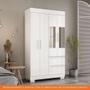 Imagem de Guarda Roupa Solteiro 4 Portas 2 Gavetas Com Espelho Maya Acp Móveis Branco
